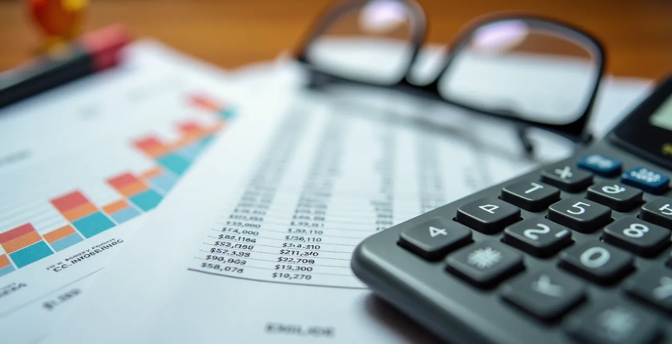 Analyse des états financiers d'une copropriété avec calculatrice et graphiques
