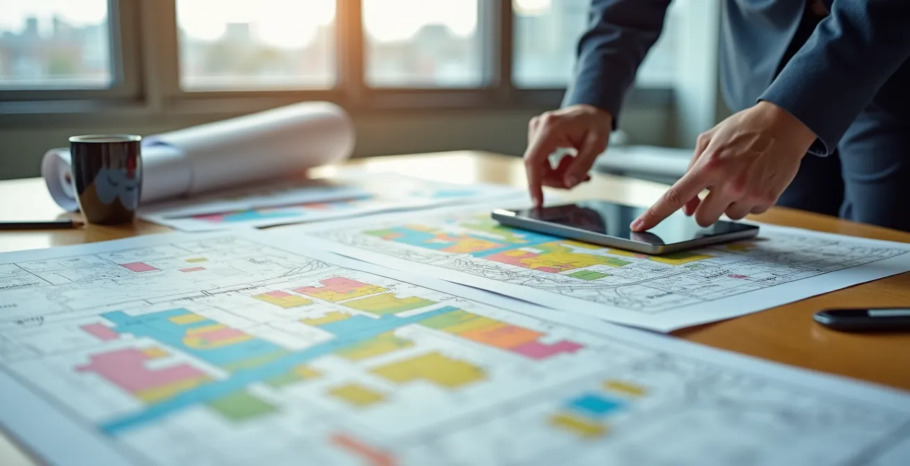 Carte de développement urbain avec zones de densification futures
