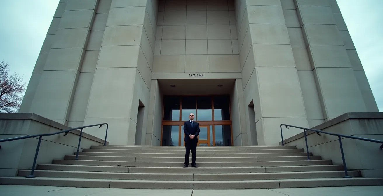 Avocat criminaliste s'adressant aux médias devant un palais de justice de Montréal