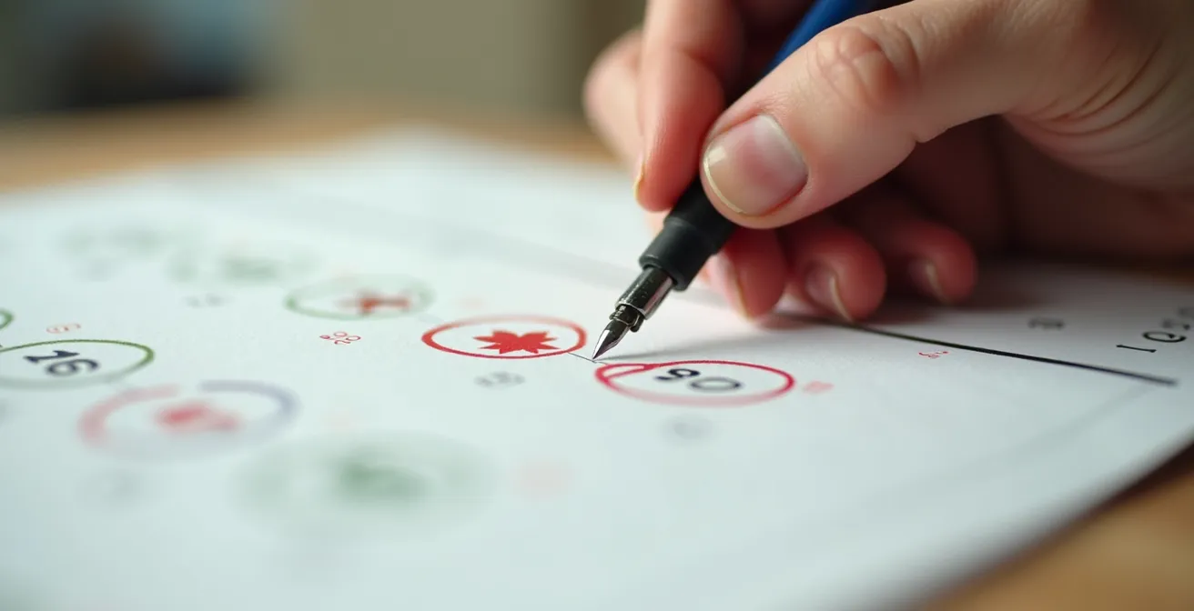 Main tenant un calendrier avec des dates importantes encerclées pour les recours des locataires au Québec