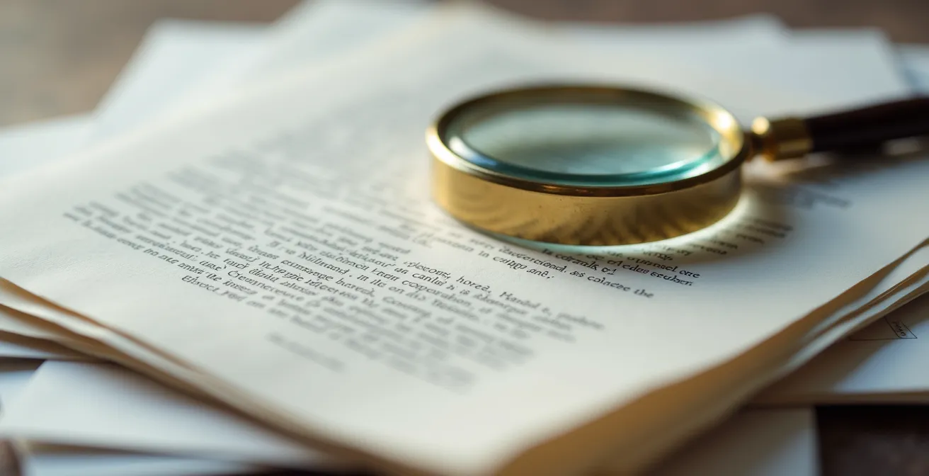 Documents de contrat immobilier avec loupe posée dessus symbolisant l'analyse minutieuse des conditions